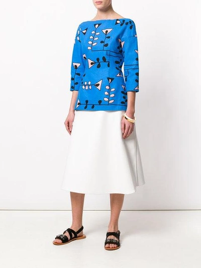 Shop Marni Floral Print Blouse In Blue