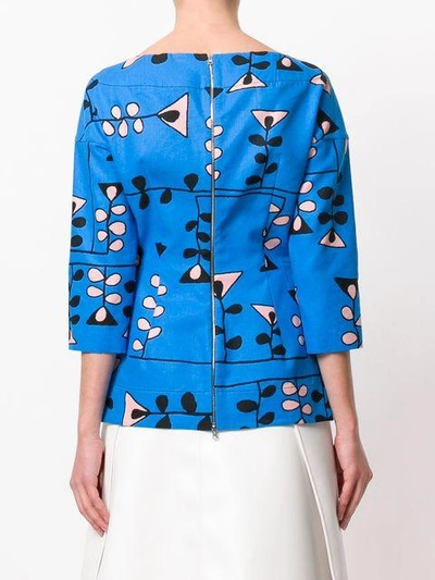 Shop Marni Floral Print Blouse In Blue