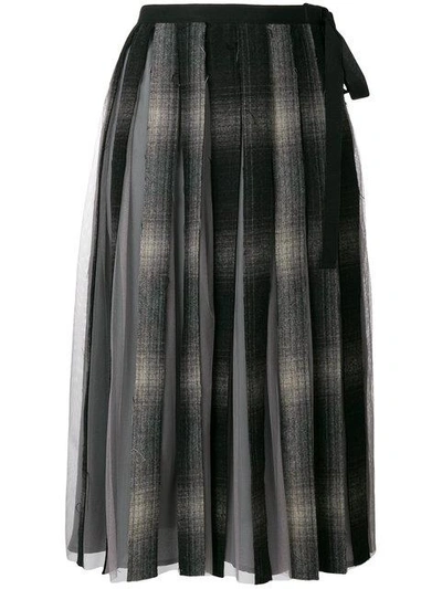 Shop Antonio Marras Checked Pleated Skirt In Brown