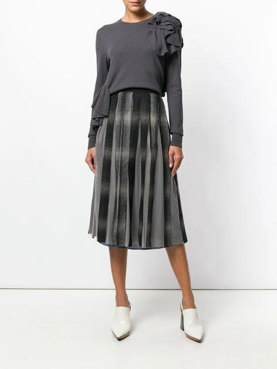 Shop Antonio Marras Checked Pleated Skirt In Brown