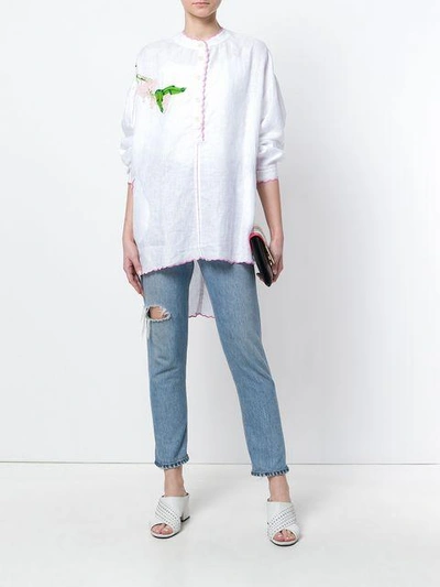 Shop Natasha Zinko Embroidered Voile Tunic In White