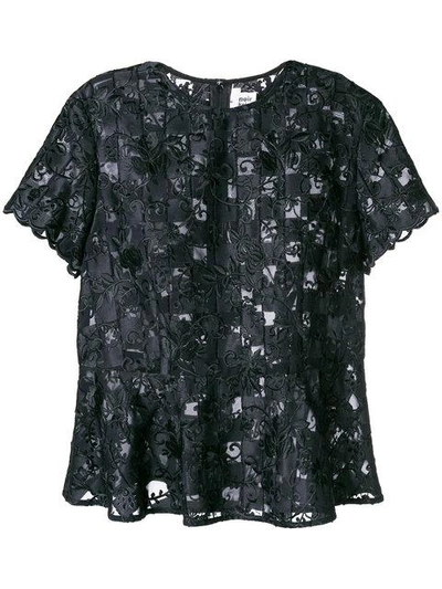 Shop Comme Des Garçons Noir Kei Ninomiya Embroidered Lace T-shirt - Black