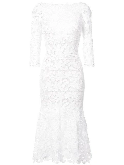 Shop Oscar De La Renta Lace Cocktail Dress - White