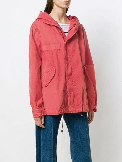 Shop Mr & Mrs Italy Short Hooded Parka In Red