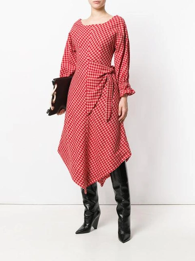Shop Vejas Checkered Picnic Dress In Red