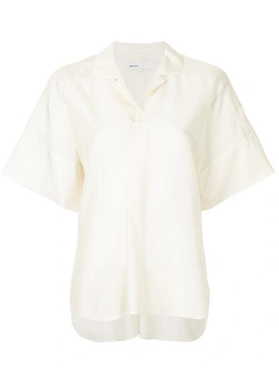Shop 08sircus Spread-collar Short-sleeve Blouse In White