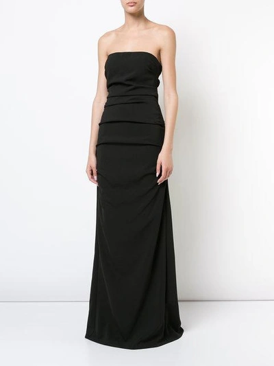 Shop Nicole Miller Felicity Strapless Gown In Black