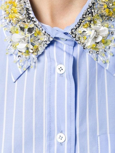 Shop Miu Miu Embellished Collar Shirt - Blue