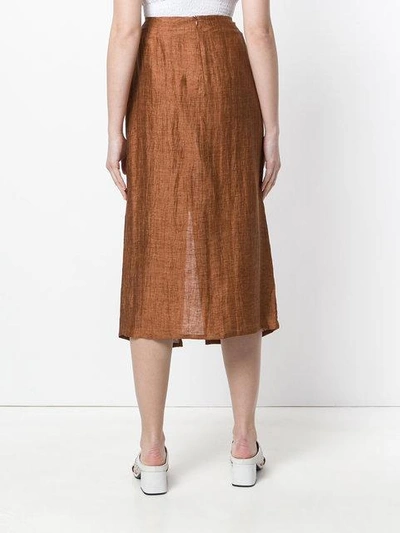 Shop Masscob Bow Waist Mid Skirt In Brown