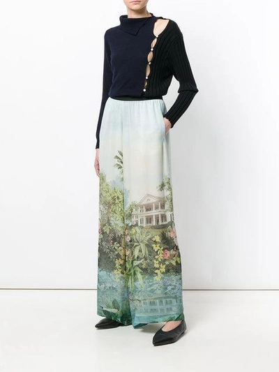 Shop Antonio Marras Inga Printed Wide Leg Trousers In Blue