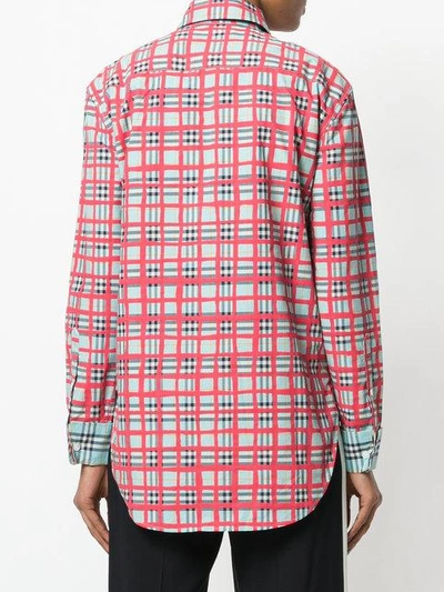 Shop Burberry Checked Shirt In Blue
