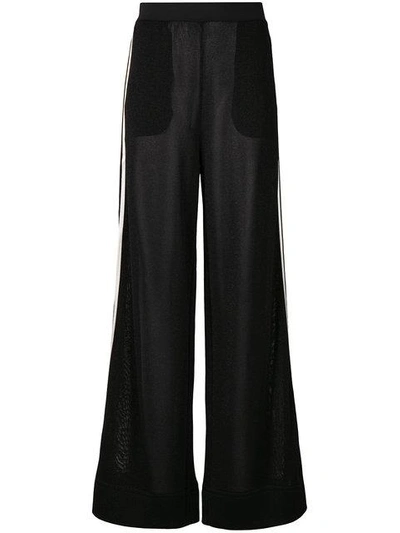 Shop Roberto Collina Sheer Side Stripe Trousers In Black