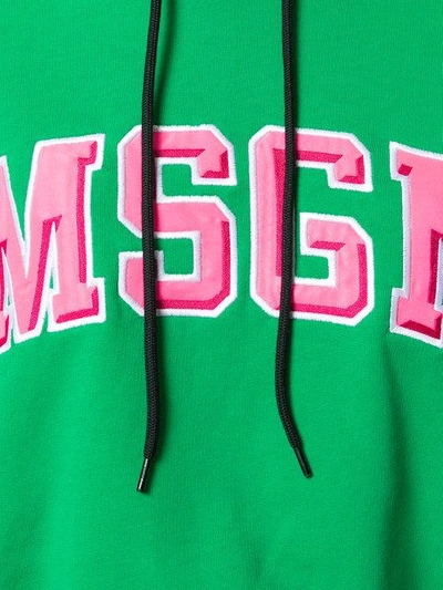 Shop Msgm Cropped Logo Hoodie - Green