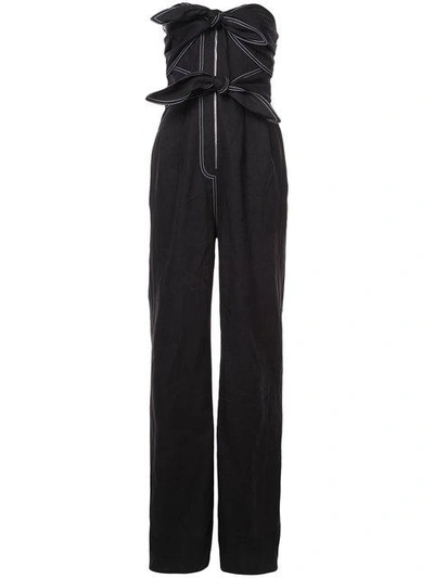 Shop Derek Lam Strapless Jumpsuit With Knot Detail - Black