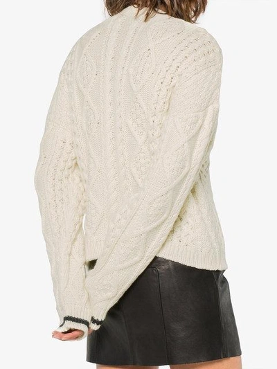 contrast cuff cable knit sweater