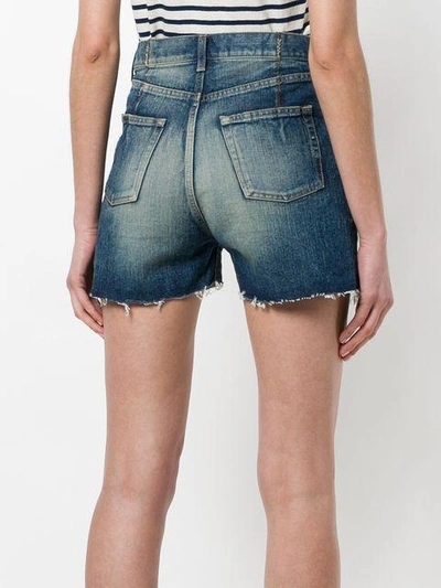 Shop Saint Laurent Slim Denim Shorts In Blue