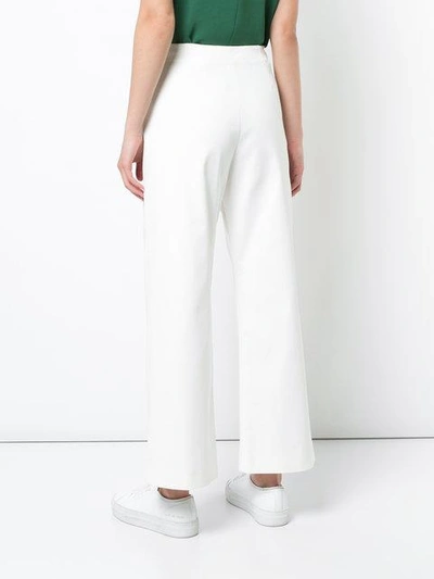 Shop Sara Battaglia Contrast-trim Wave Trousers In White