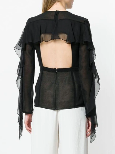 Shop Victoria Beckham Ruffle Sleeved Blouse In Black