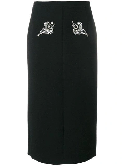 Shop N°21 Crystal Embellished Skirt In Black