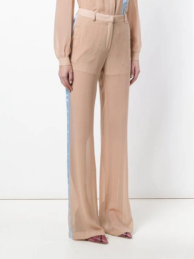 Shop Vionnet Stripe Detail Wide-leg Trousers - Neutrals
