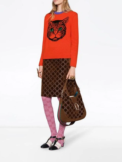 Shop Gucci Mystic Cat Wool Knit Sweater In Orange