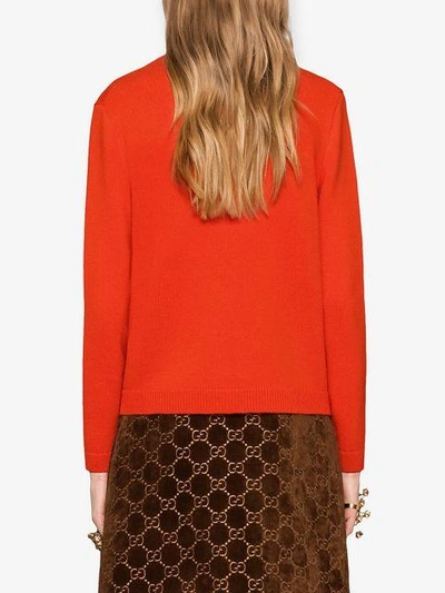 Shop Gucci Mystic Cat Wool Knit Sweater In Orange