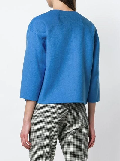 Shop N°21 Nº21 Collarless Cropped Jacket - Blue