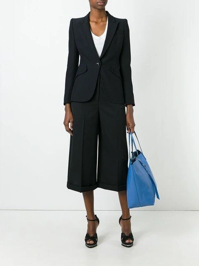 Shop Alexander Mcqueen Tailored Culotte Trousers - Black