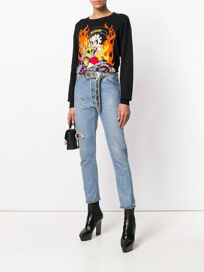 Shop Moschino Betty Boop Biker Sweater In Black