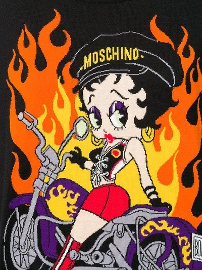 Shop Moschino Betty Boop Biker Sweater In Black