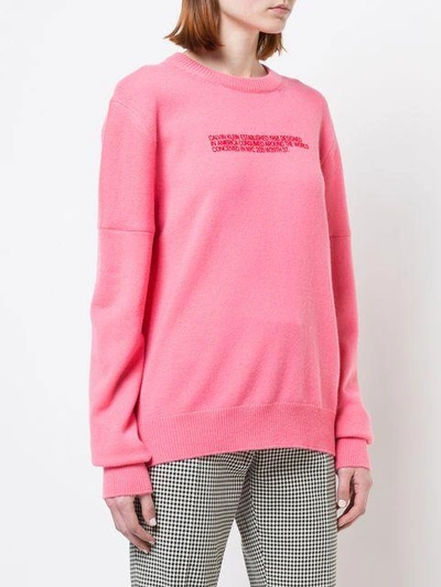 Shop Calvin Klein 205w39nyc Embroidered Text Sweatshirt - Pink