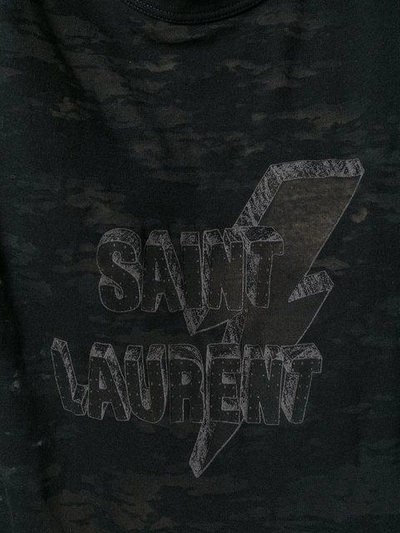 Shop Saint Laurent Devoré Lightning Bolt T In Black