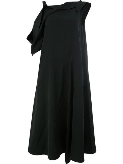 Shop Yohji Yamamoto Cold-shoulder Oversize Dress - Black