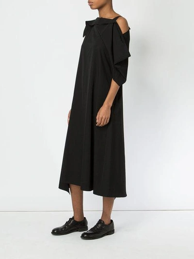 Shop Yohji Yamamoto Cold-shoulder Oversize Dress - Black