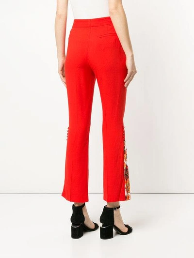 Shop Msgm Floral Panel Tailored Trousers In Red