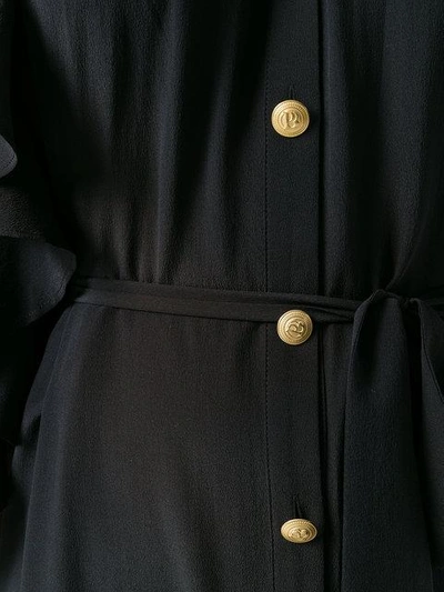 Shop Pierre Balmain Cold Shoulder Ruffle Trim Dress In 905 Black