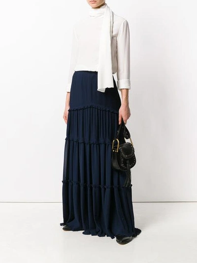 Shop Tory Burch Tiered Skirt In Blue