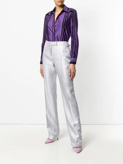 Shop Tom Ford Sheer Tailored Trousers In Metallic