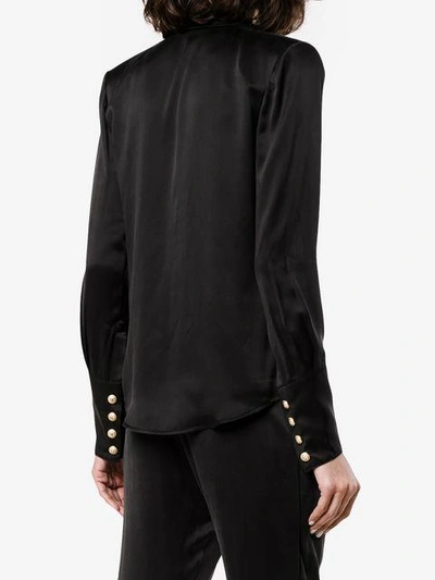 Shop Balmain Button Down Long Sleeve Silk Shirt - Black