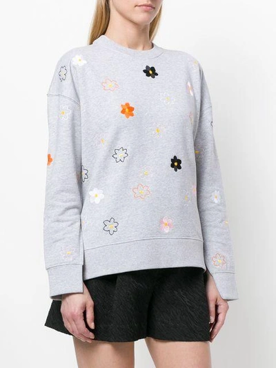Shop Kenzo Embroidered Flower Sweater - Grey