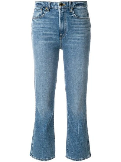 Shop Khaite Benny Kick Flare Jeans In Blue