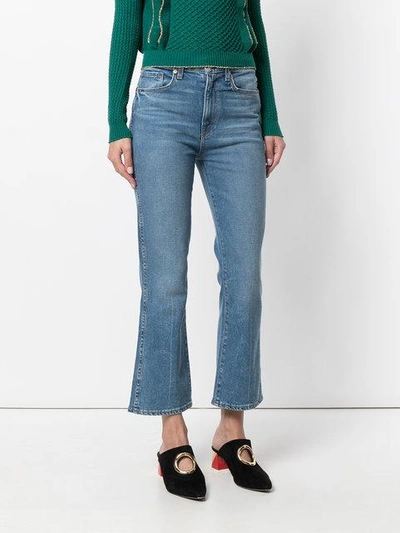 Shop Khaite Benny Kick Flare Jeans In Blue