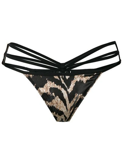 Shop Parah Tiger Stripe Print Thong In Black