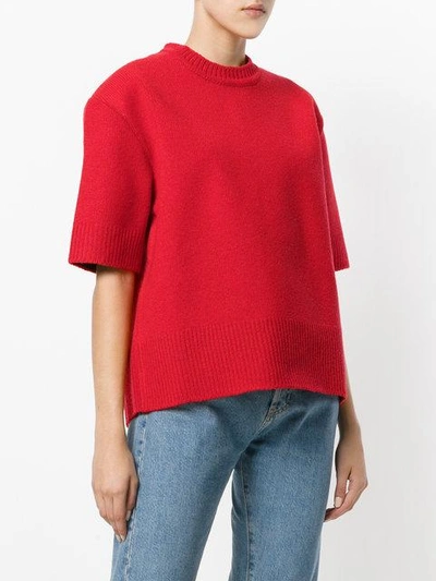 Shop Marni Short Sleeve Knitted Top In Red