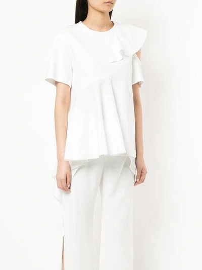 Shop Goen J Goen.j Paneled Jersey-poplin T-shirt - Weiss In White