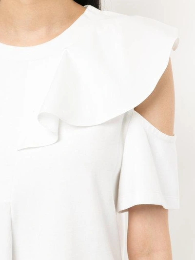 Shop Goen J Goen.j Paneled Jersey-poplin T-shirt - Weiss In White