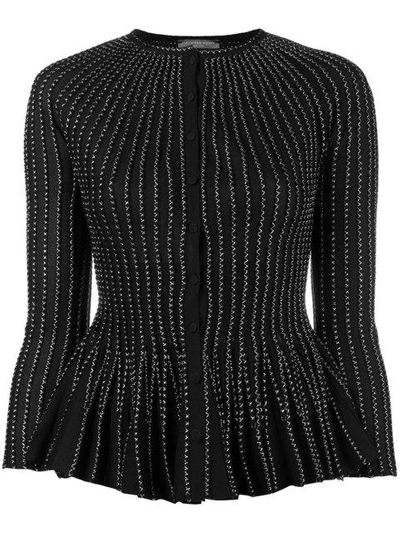 Shop Alexander Mcqueen Woll-cardigan Mit Schösschen In Black