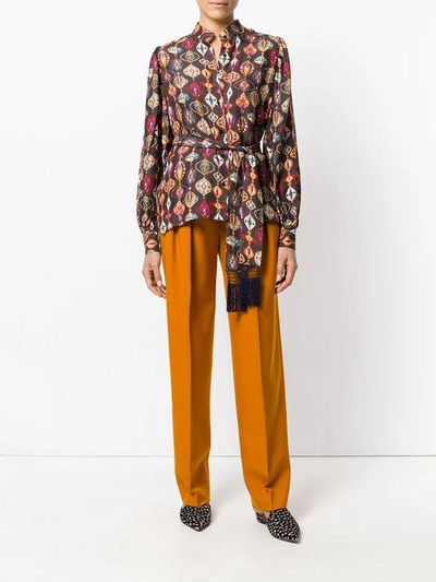 Shop Michel Klein Abstract-print Silk Blouse In Brown