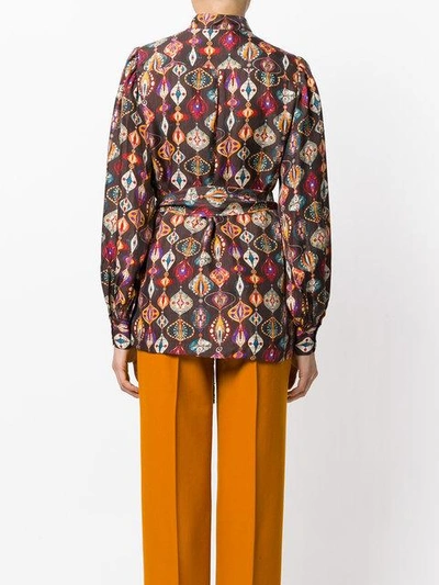 Shop Michel Klein Abstract-print Silk Blouse In Brown
