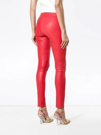Shop Sprwmn Red Leather High-waisted Leggings